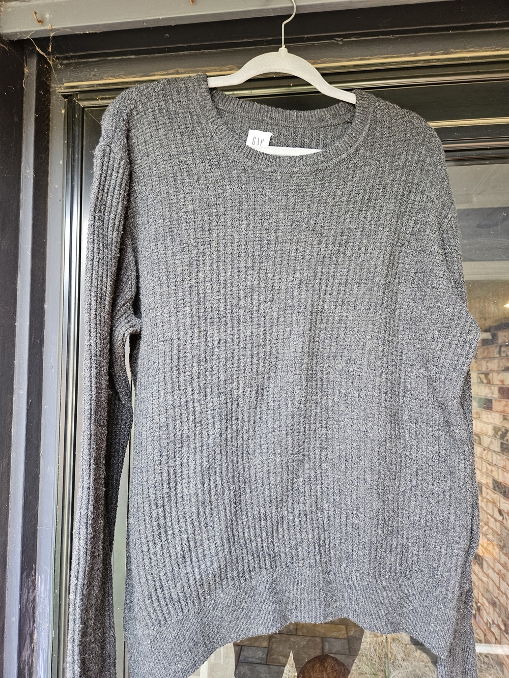 GAP Dark Gray Ribbed Crewneck Sweater